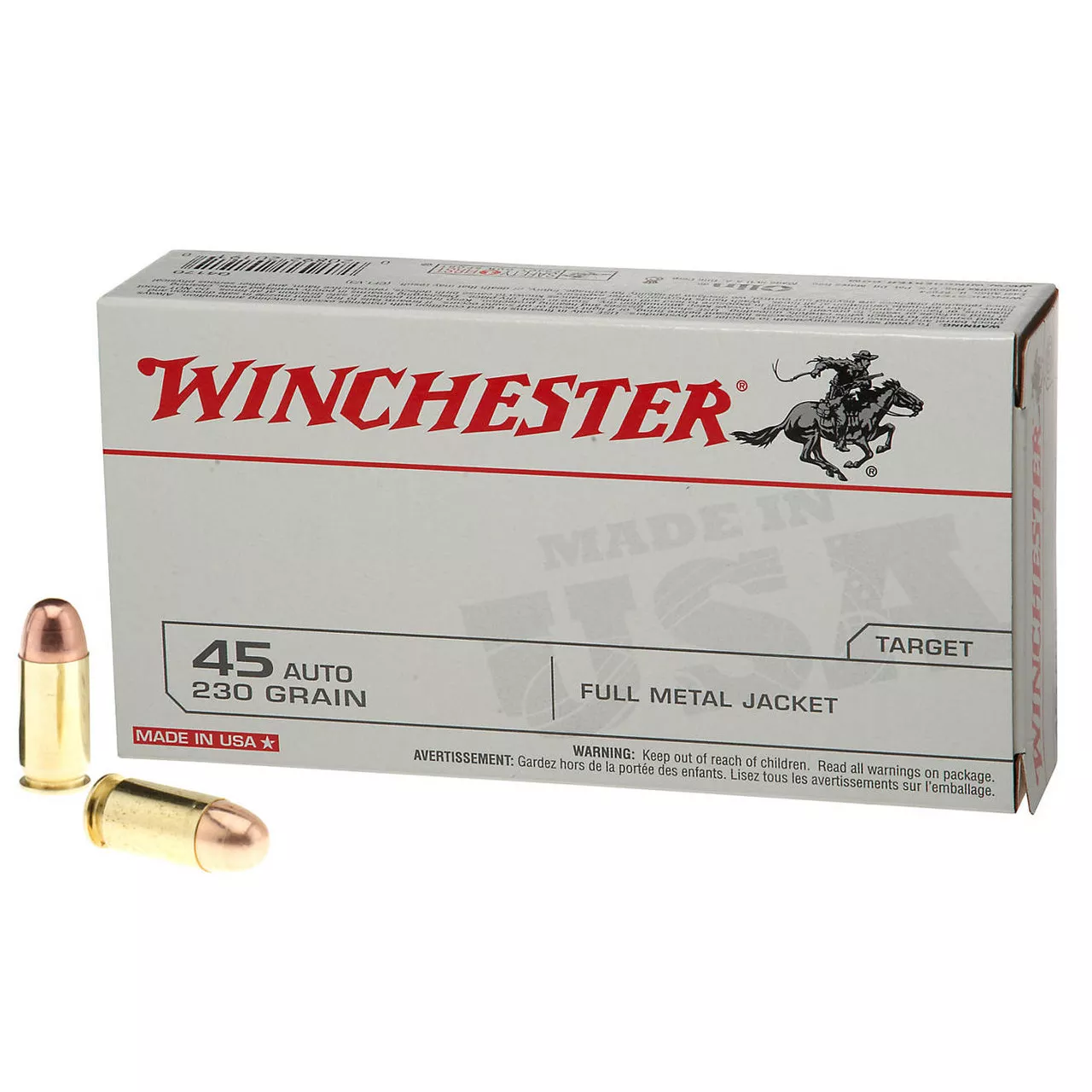 Winchester .45 ACP/Auto 230 gr Full Metal Jacket (FMJ) 500-Round Case
