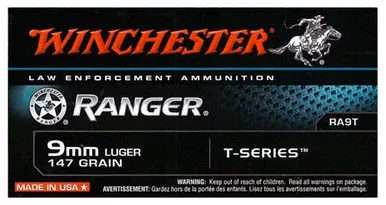 Winchester 9mm Luger Ammo 147 Grain Ranger T-Series Jacketed Hollow Point