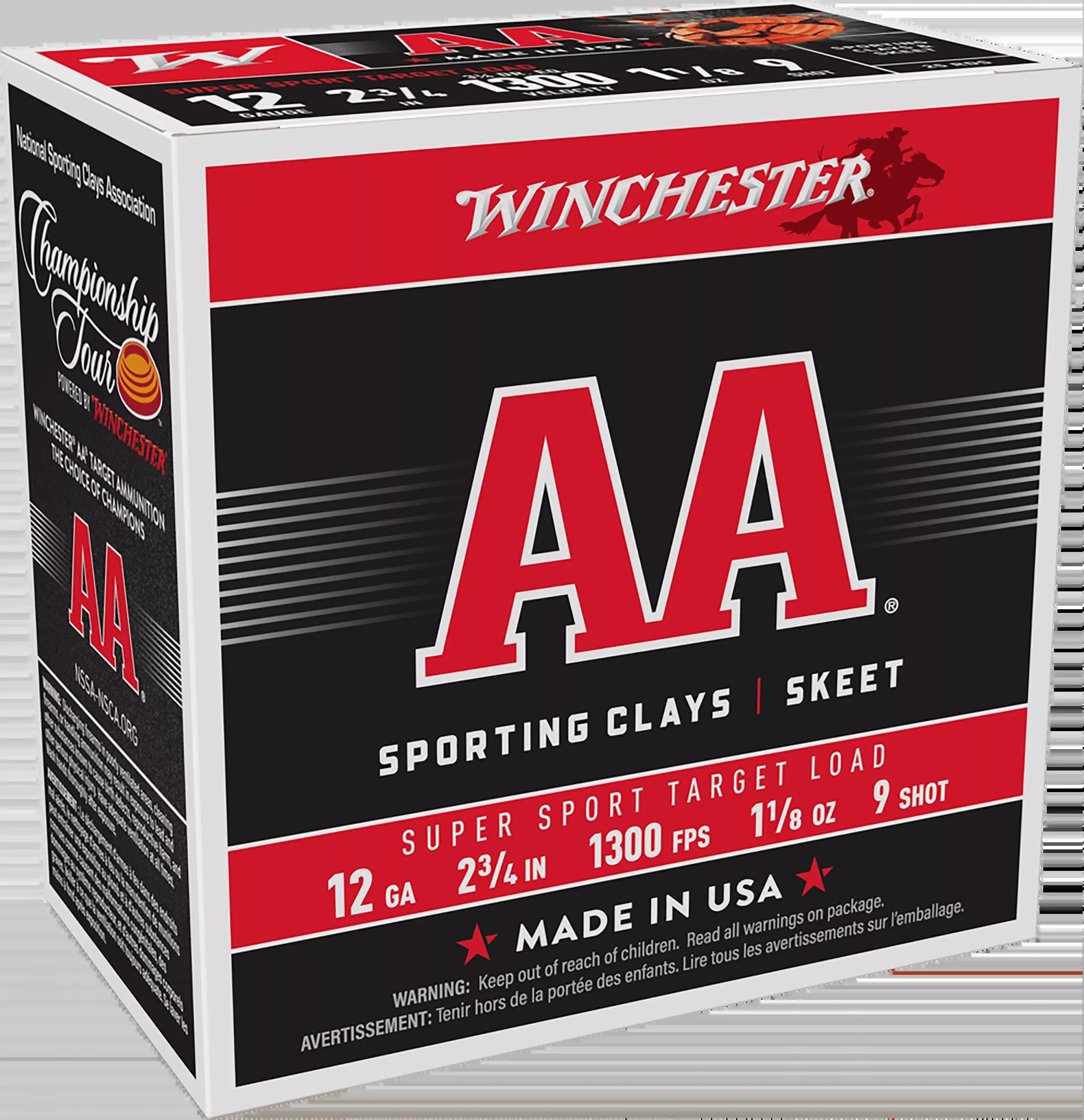 Winchester Ammo AA Super Sport Sporting Clays 12 Gauge 2.75in #9 Shot 1 1/8oz AASC129