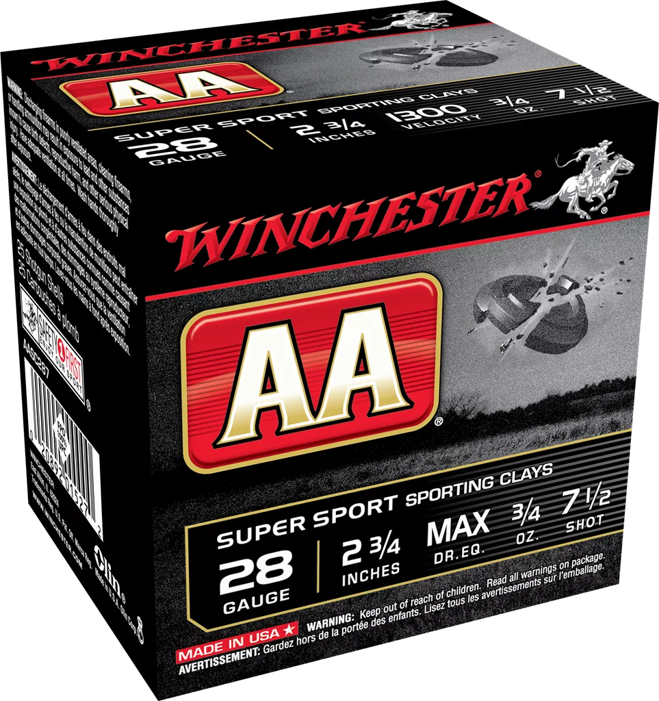Winchester Ammo AASC287VP AA Sporting Clay 28Gauge 2.75" 3/4oz 7.5Shot 100 Per Box/5 Case
