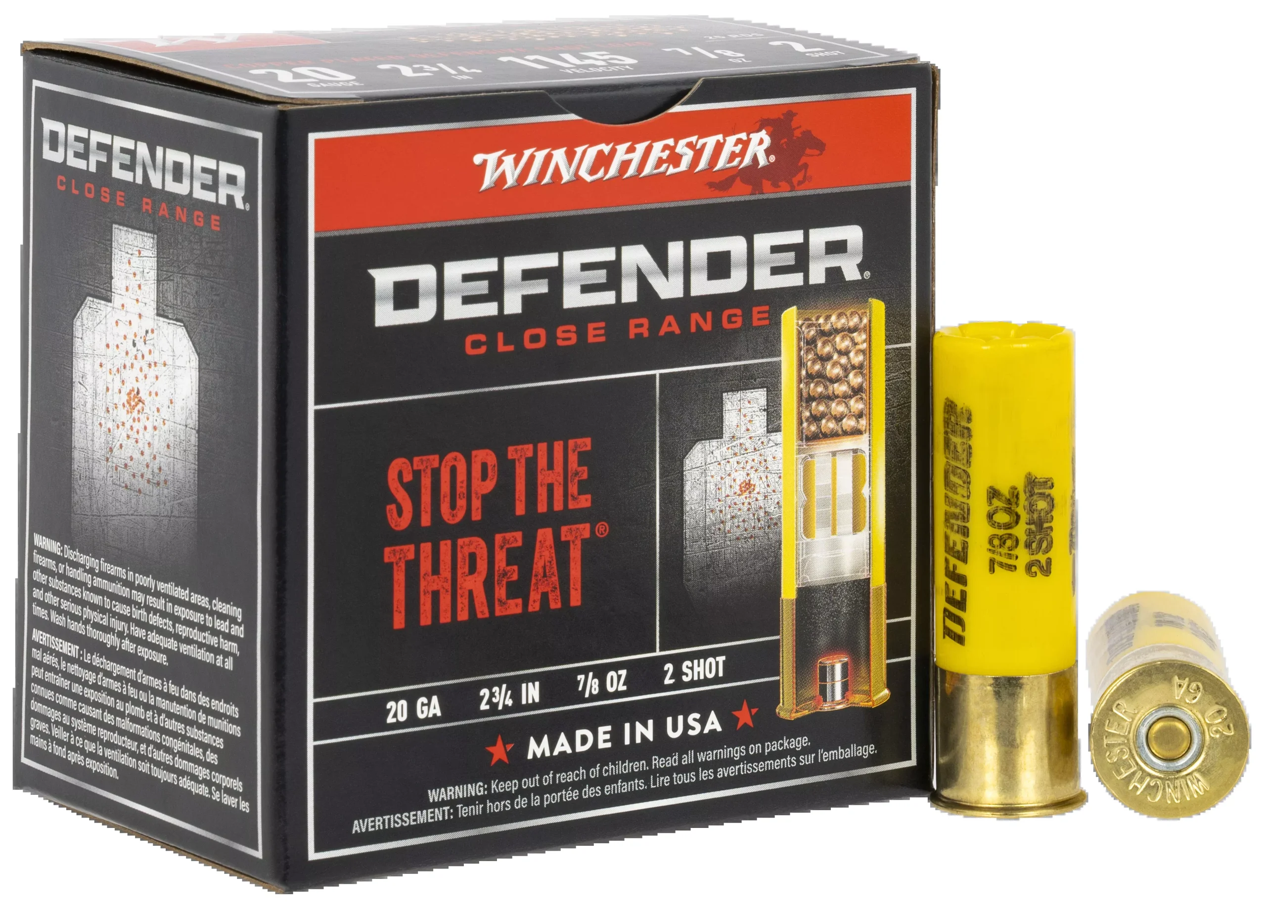 Winchester Ammo Defender 20 Gauge 2-3/4in #2 Copper-Plated Shot 7/8oz 1145fps S202PD25