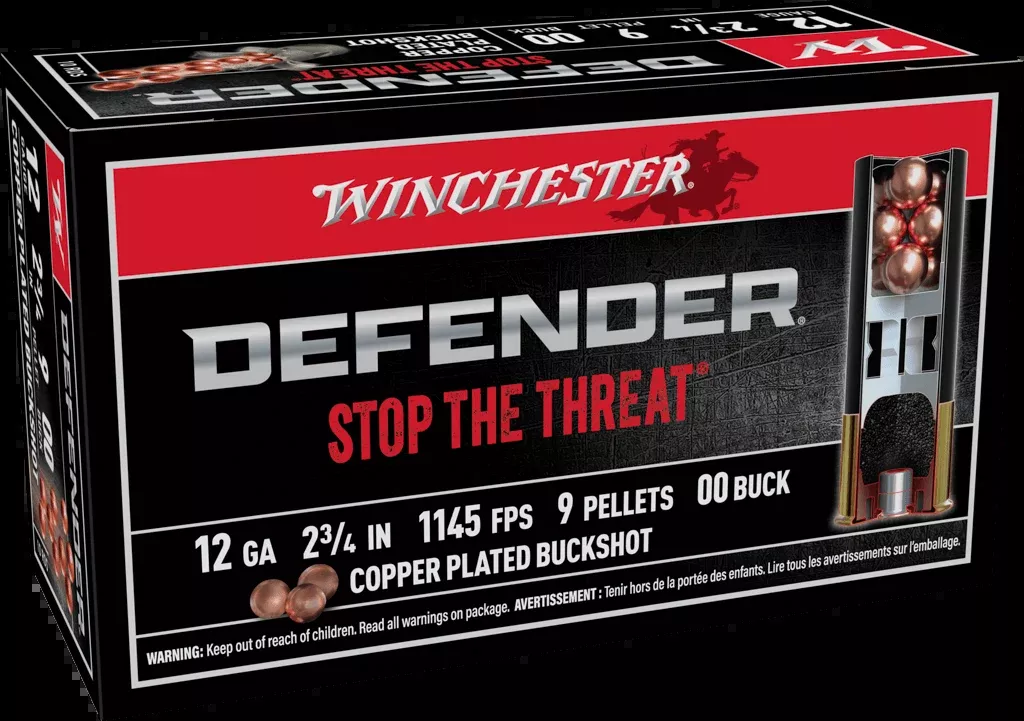 Winchester Ammo Defender Elite 12 Gauge 2-3/4in 9-Pellet Copper-Plated 00 Buckshot SB1200PD