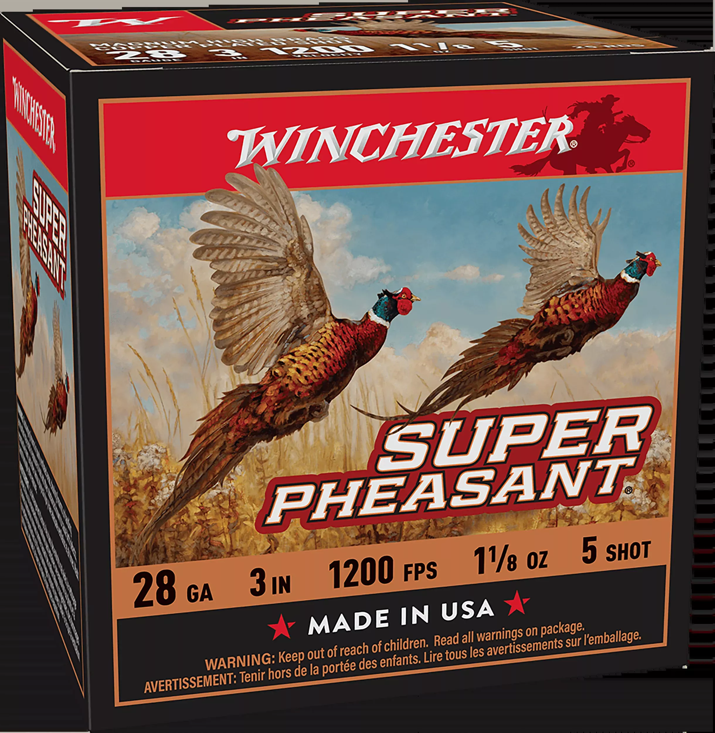 Winchester Ammo Super Pheasant 28 Gauge 3in Shotshells, 1-1/8oz #5 Lead, 1200 fps X283PH5