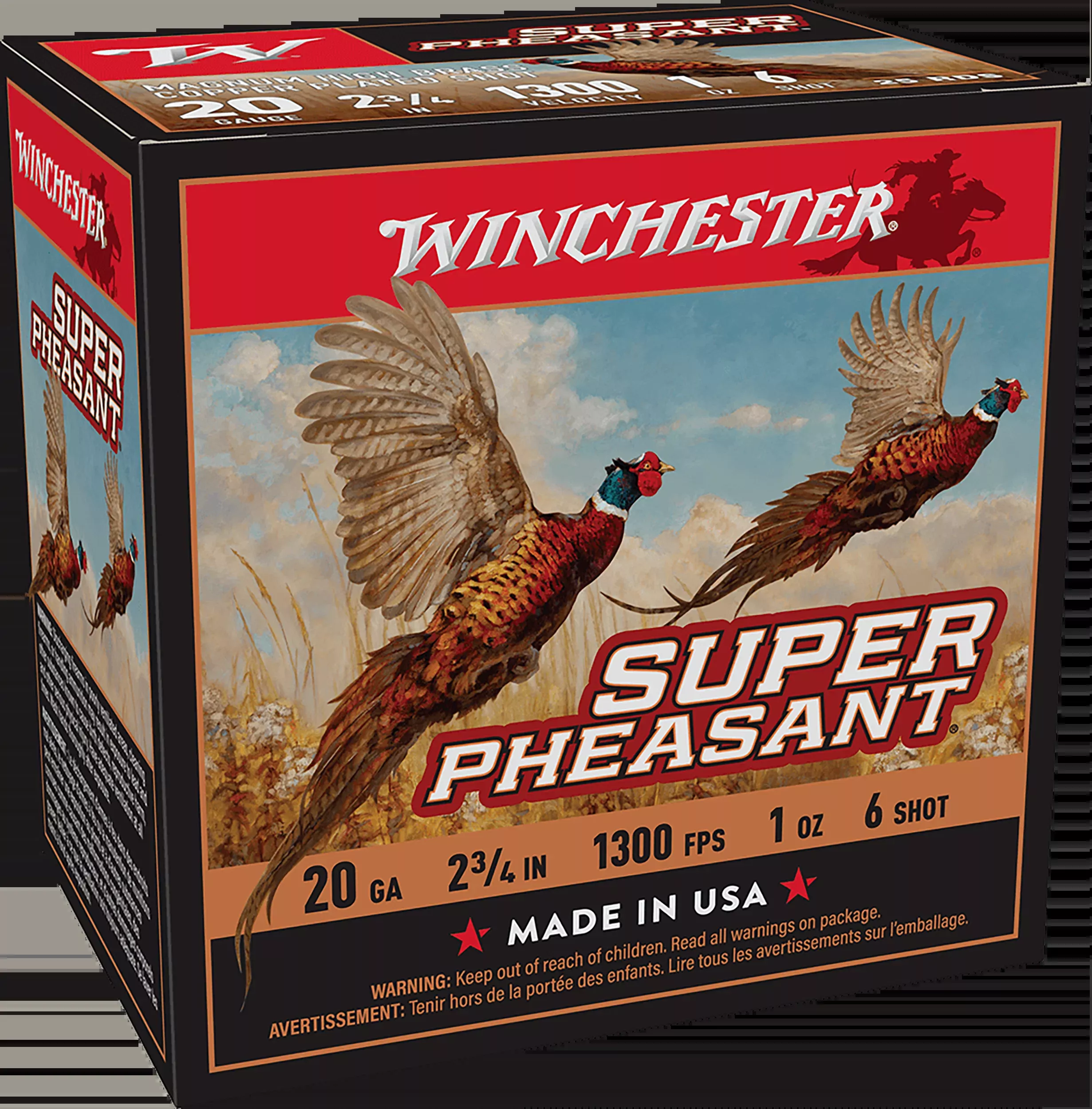 Winchester Ammo Super Pheasant Magnum High Brass 20 Gauge 2.75in 1oz #6 Shot 1300fps X20PH6