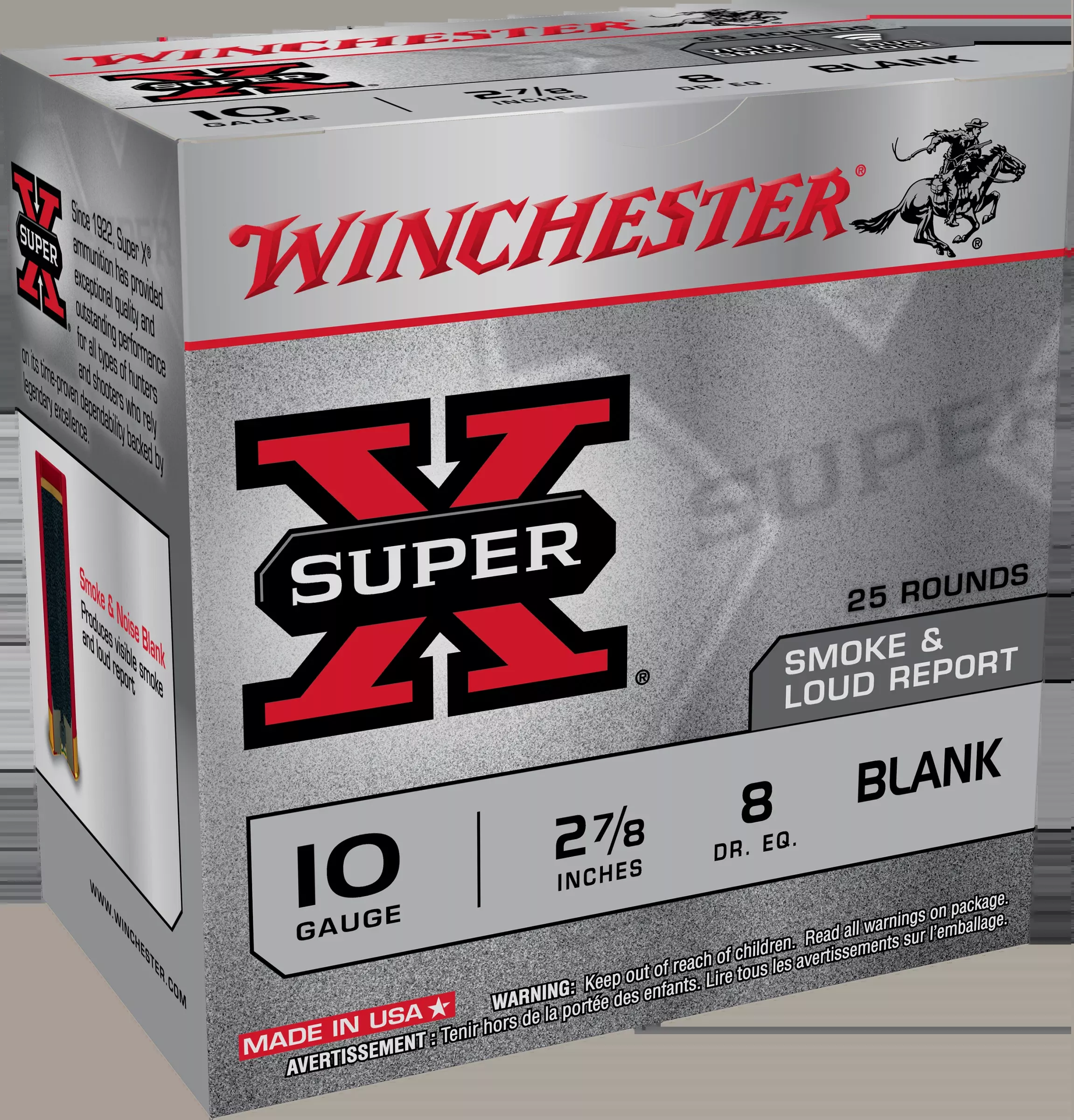 Winchester Ammo Super-X 10 Gauge Blank Shotshells 2-7/8in, 25-Round Box (10/Case) XBP10W
