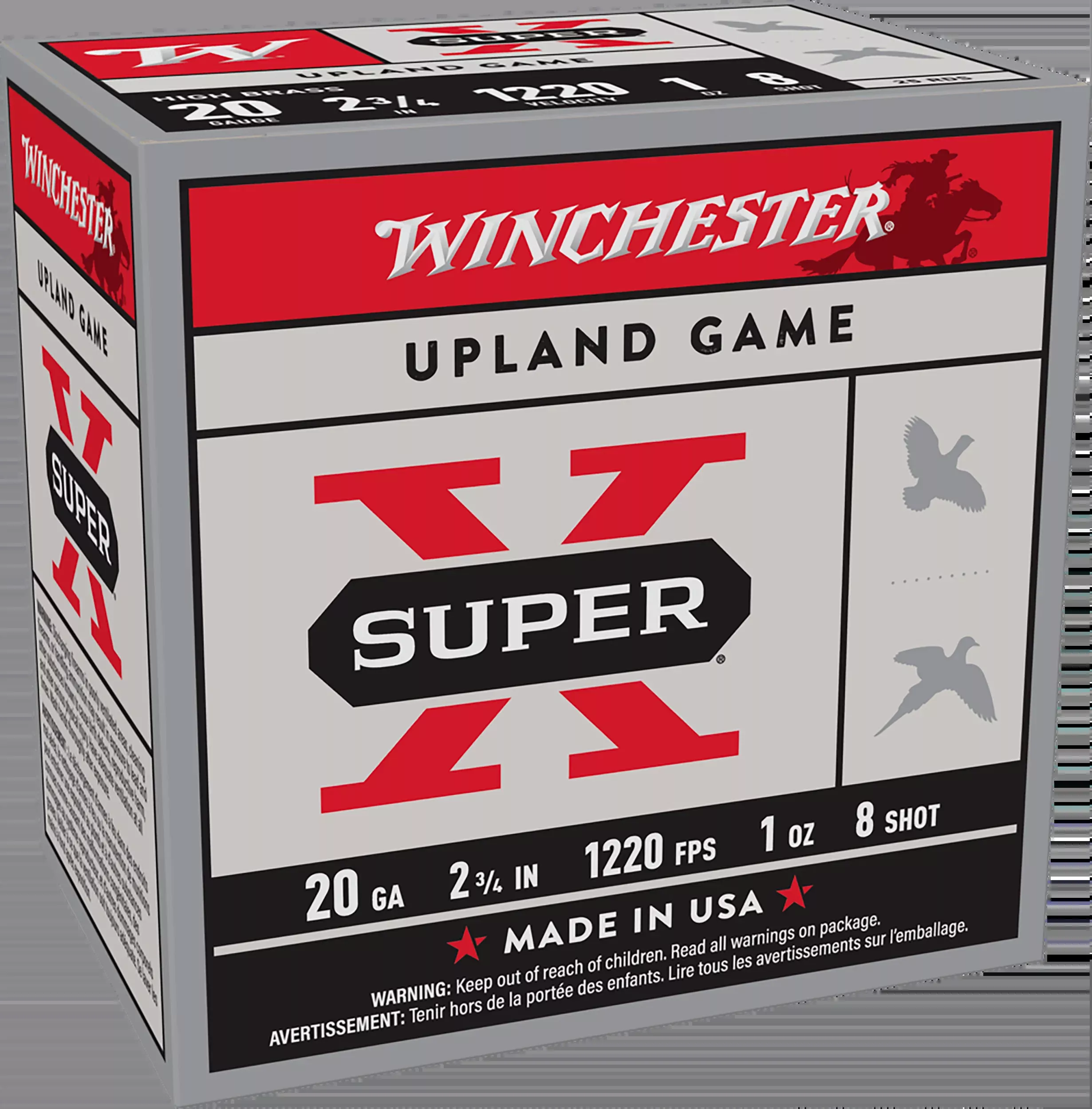 Winchester Ammo Super X High Brass 20 Gauge 2-3/4in #8 Shot 1oz 25rd Shotshell Ammo X208