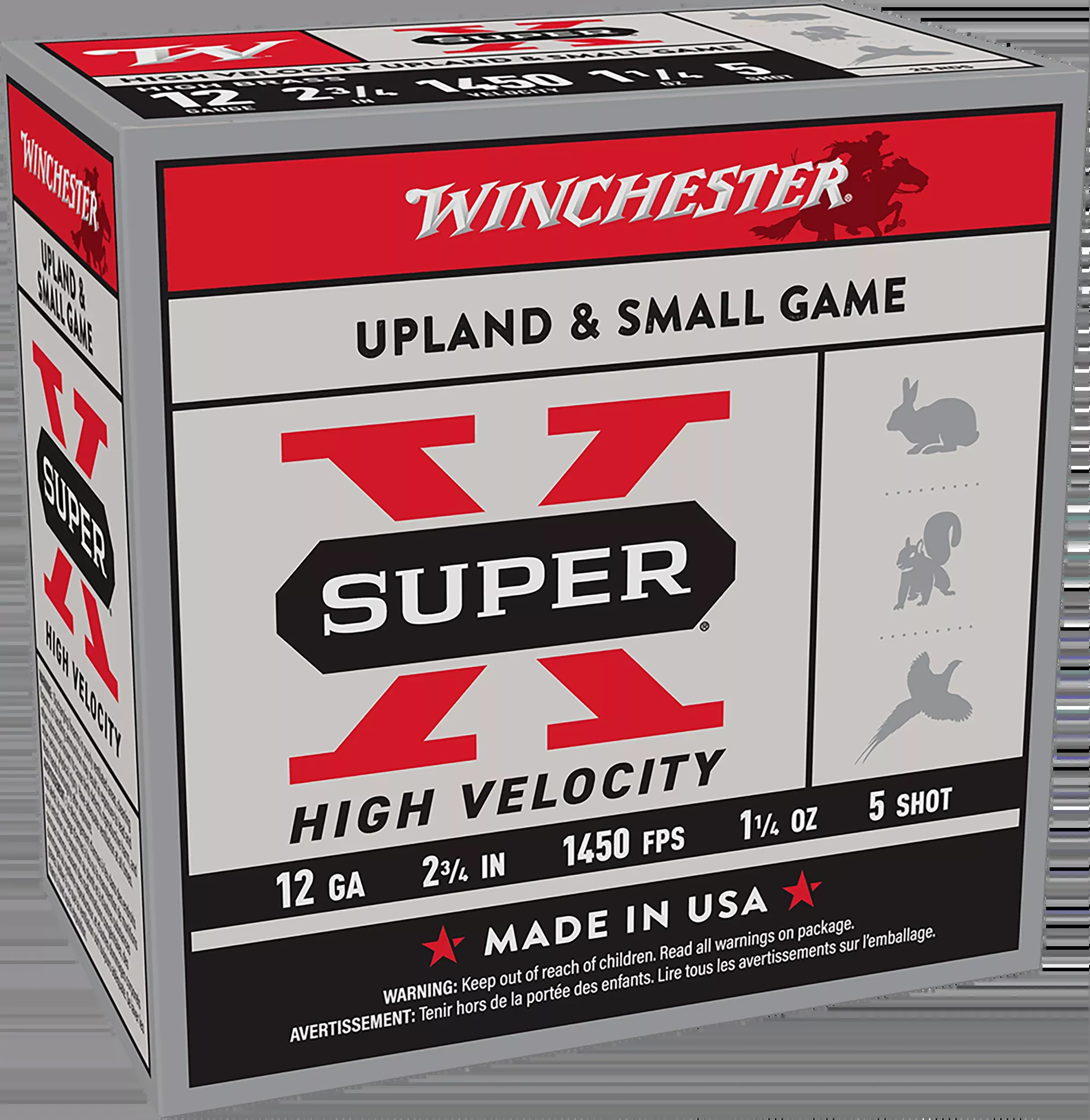 Winchester Ammo Super X High Velocity 12 Gauge 2.75in #5 Shot 1-1/4 oz 25-Round X12HV5
