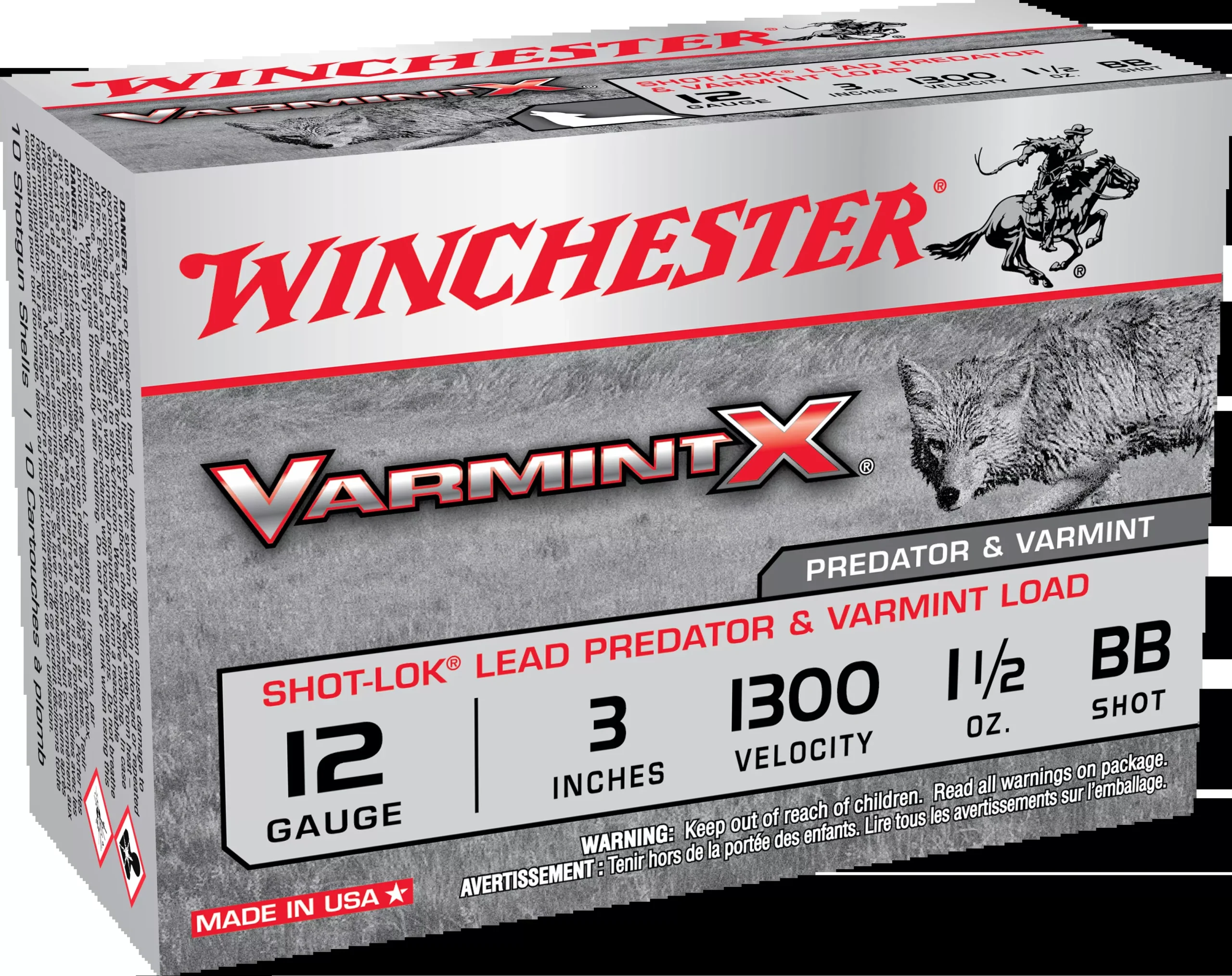 Winchester Ammo Varmint X Shot-Lok 12 Gauge 3in BB Shot 1-1/2 oz 10rd Shotshells X123VBB