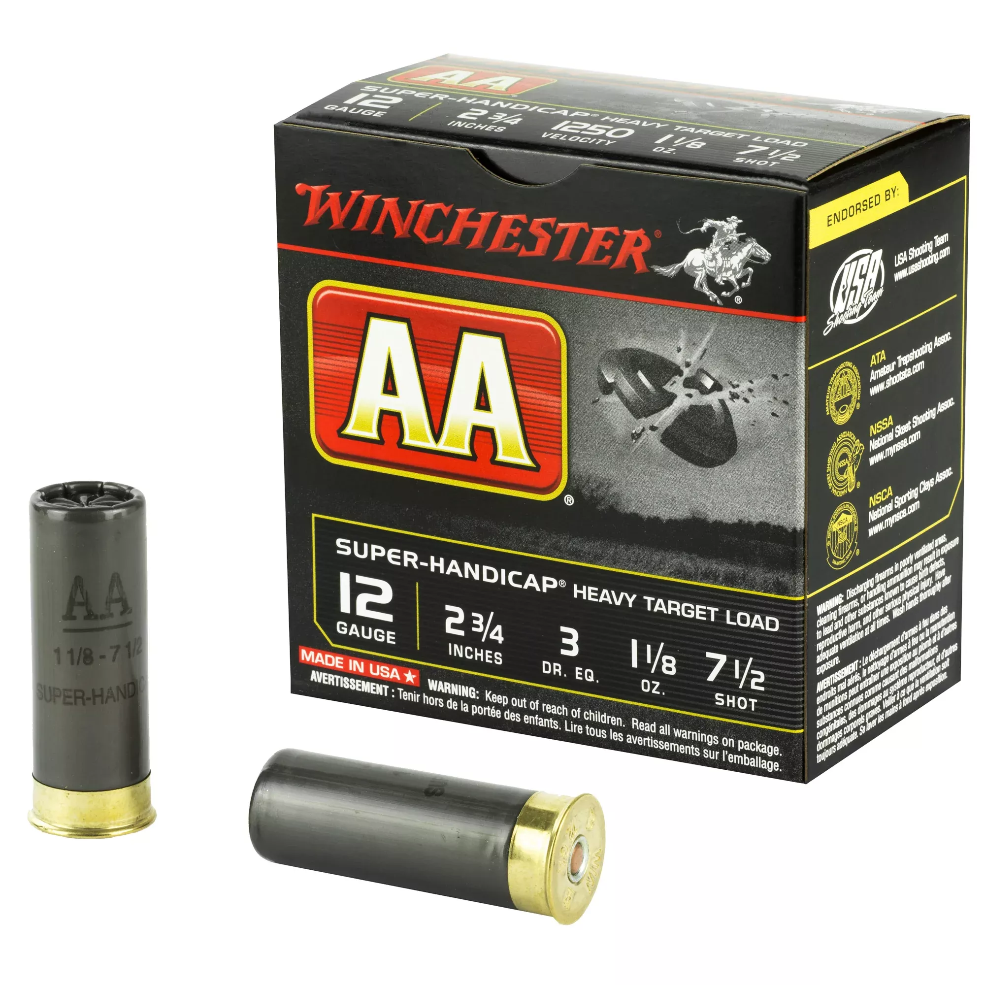 Winchester Ammunition AA Super Handicap 12 Gauge 2-3/4 Inch 1-1/8oz #7.5 25rd AAHA127X