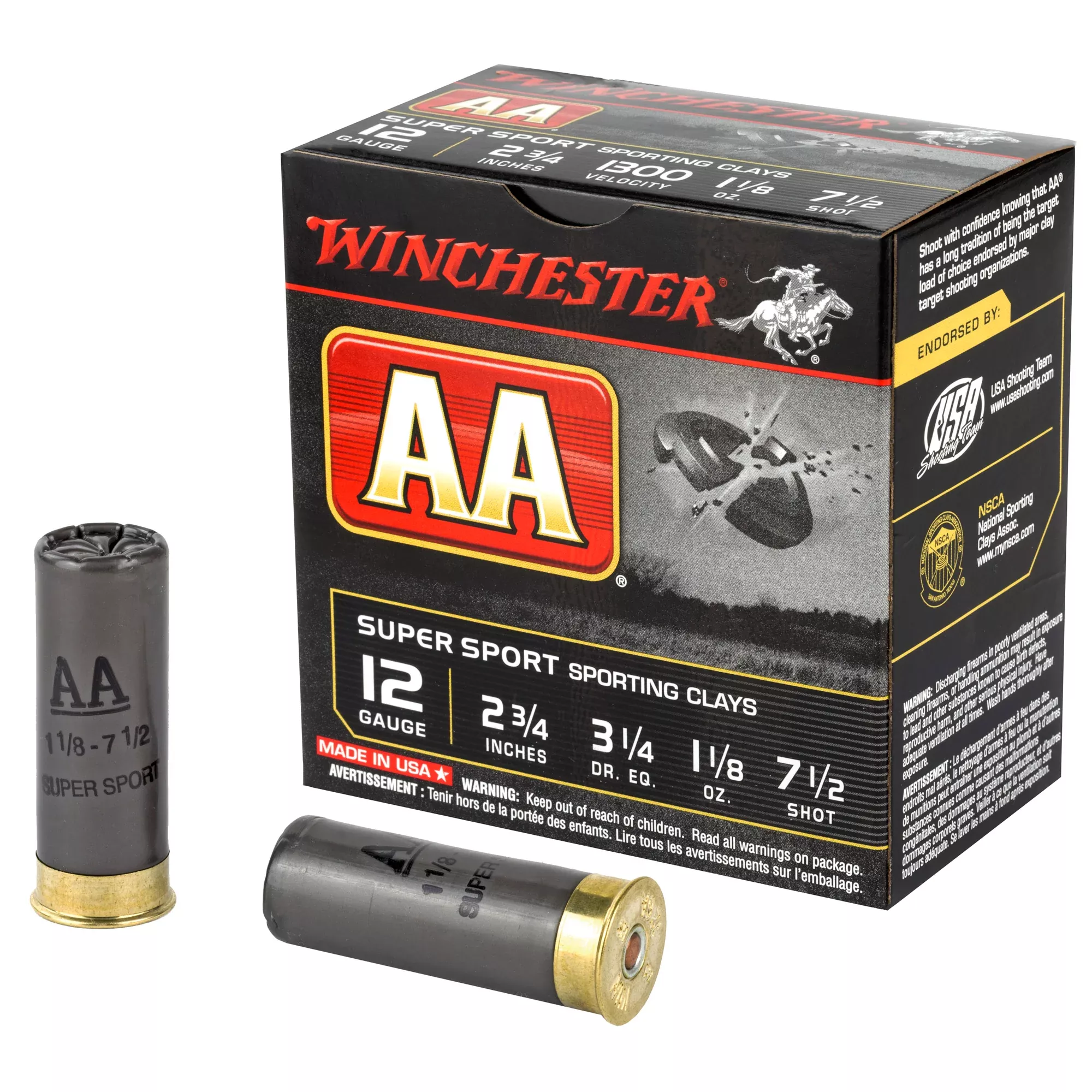 Winchester Ammunition AA Super Sport 12 Gauge 2.75in #7.5 1-1/8oz 25rd Shotshells AASC127