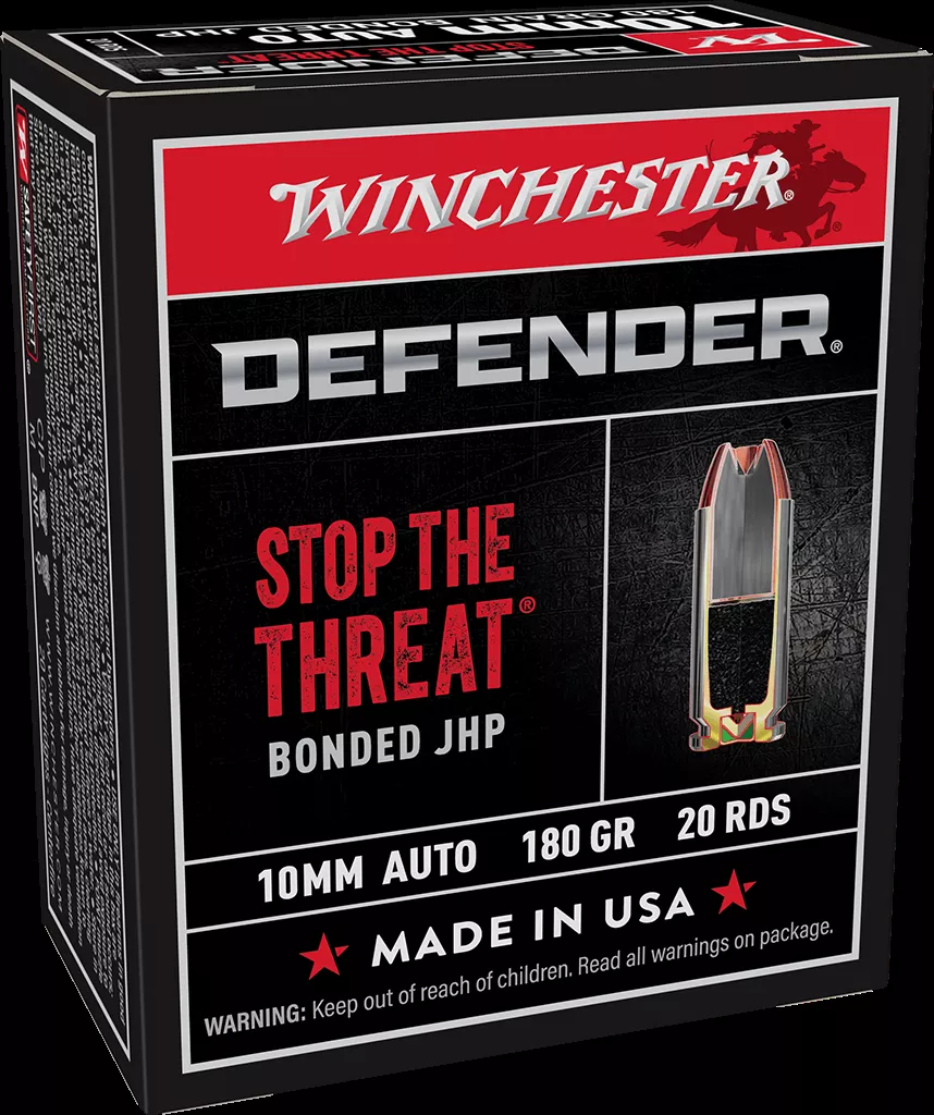 Winchester Defender 10mm Ammo 180 Grain Bonded JHP