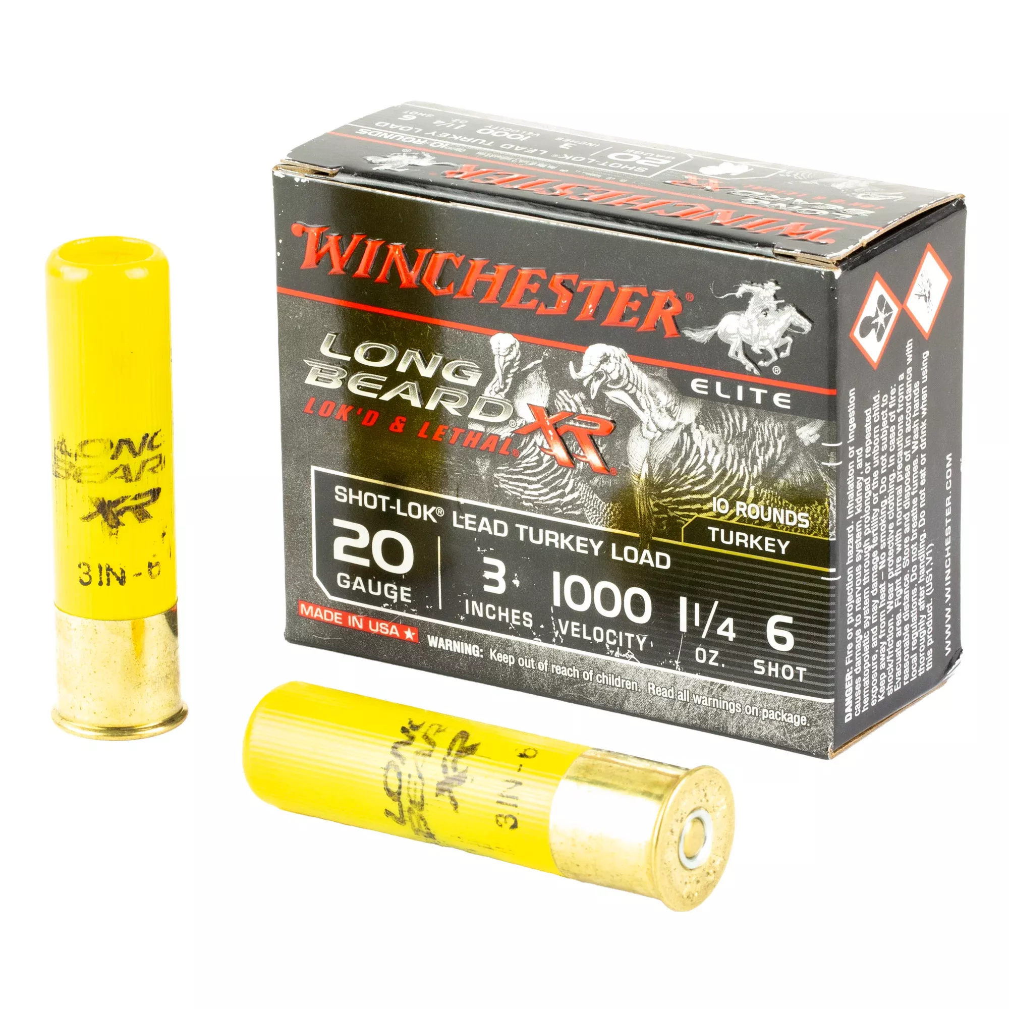 Winchester Long Beard XR 20 Gauge 3-Inch Turkey Shotshells #6 1-1/4 oz 10rd STLB2036