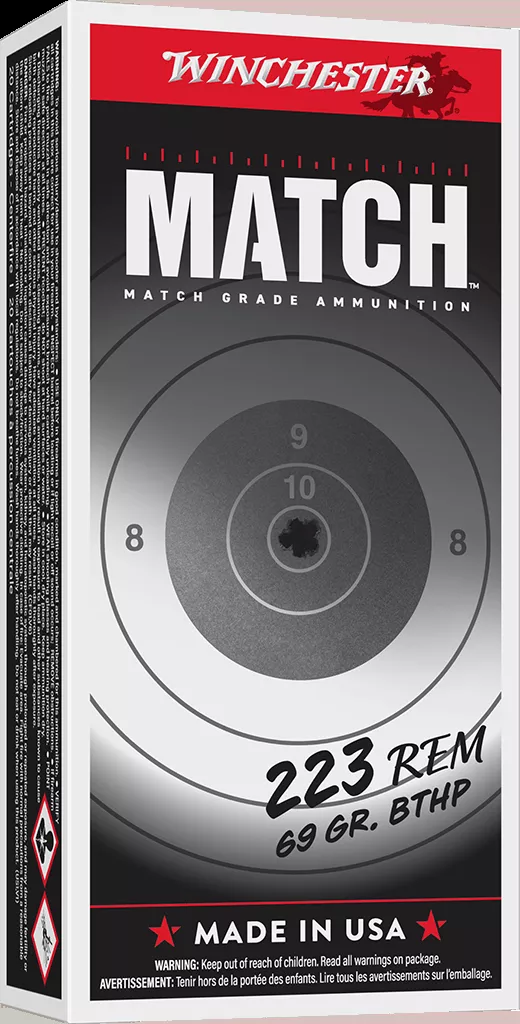Winchester Match 223 Remington Ammunition 69 Grain Boat Tail Hollow Point - S223M2