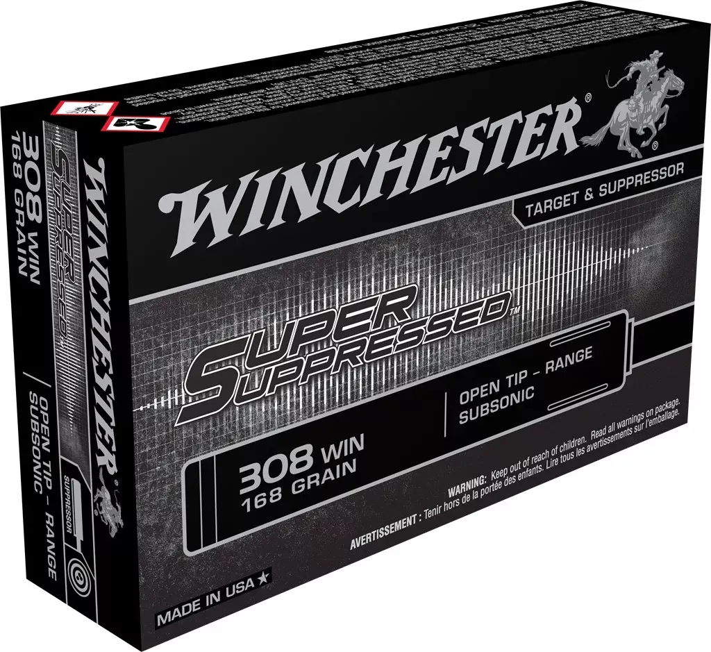 Winchester Super Suppressed .308 Winchester 168 Grain Subsonic Ammo-20 Rounds