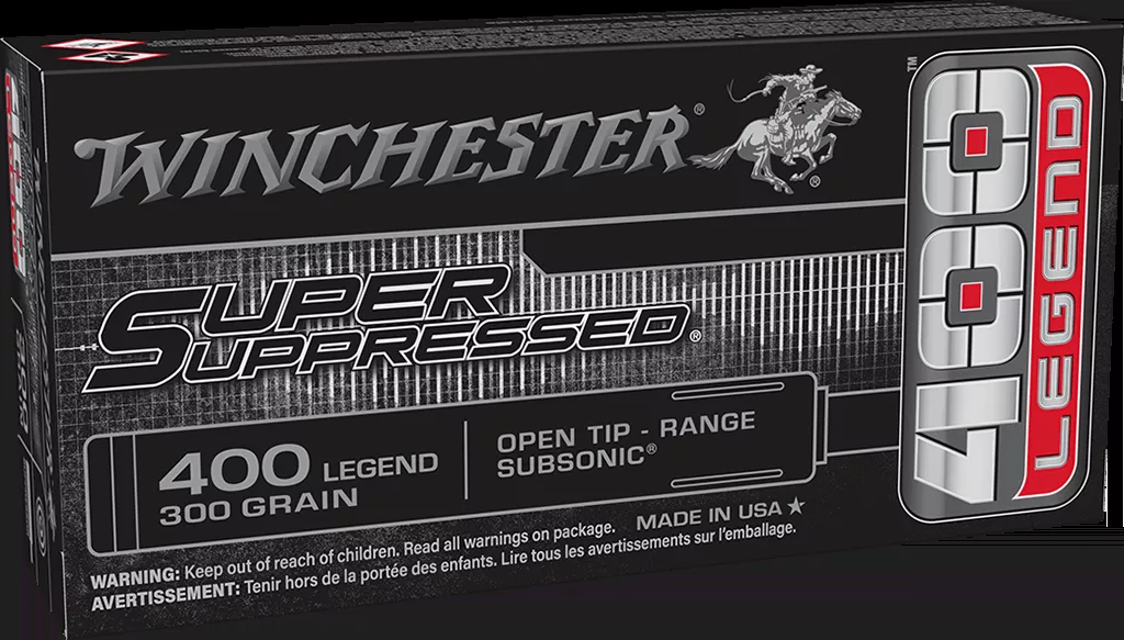 Winchester Super Suppressed 400 Legend Ammunition 300 Grain Open Tip Range Subsonic - SUP400