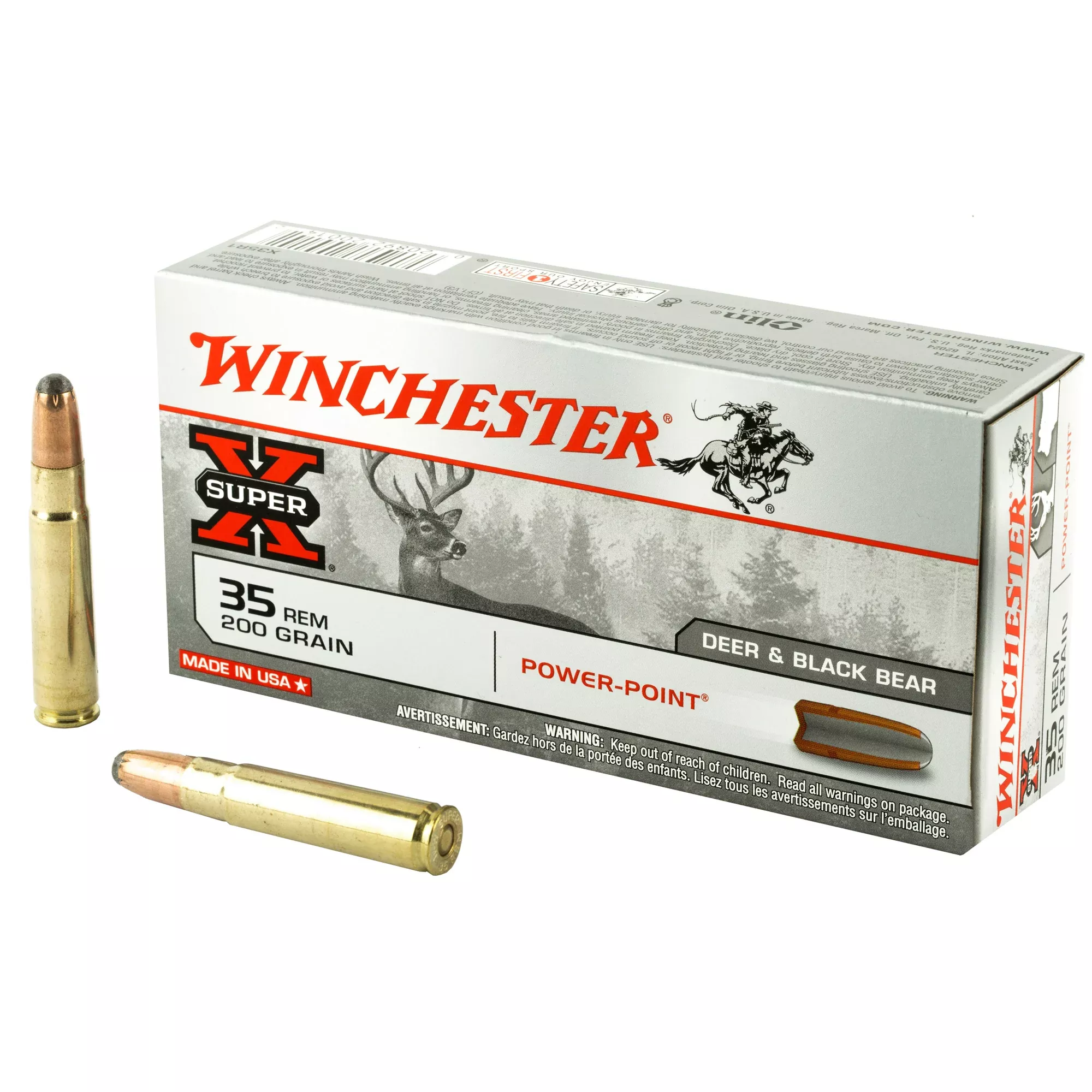 Winchester Super-X Power-Point .35 Remington 200 Grain Jacketed Soft Point Ammo 20 Rounds X35R1