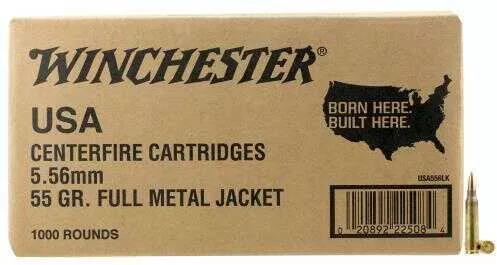 Winchester USA Ammo 5.56 Nato 55 Grain FMJ 1000 Rounds