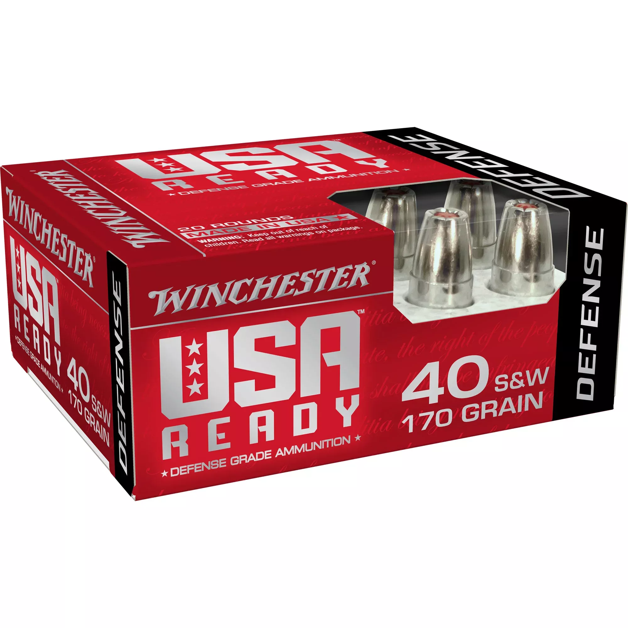 Winchester USA Ready Defense .40 S&W Hex-Vent Hollow Point Personal Defense Ammo RED40HP