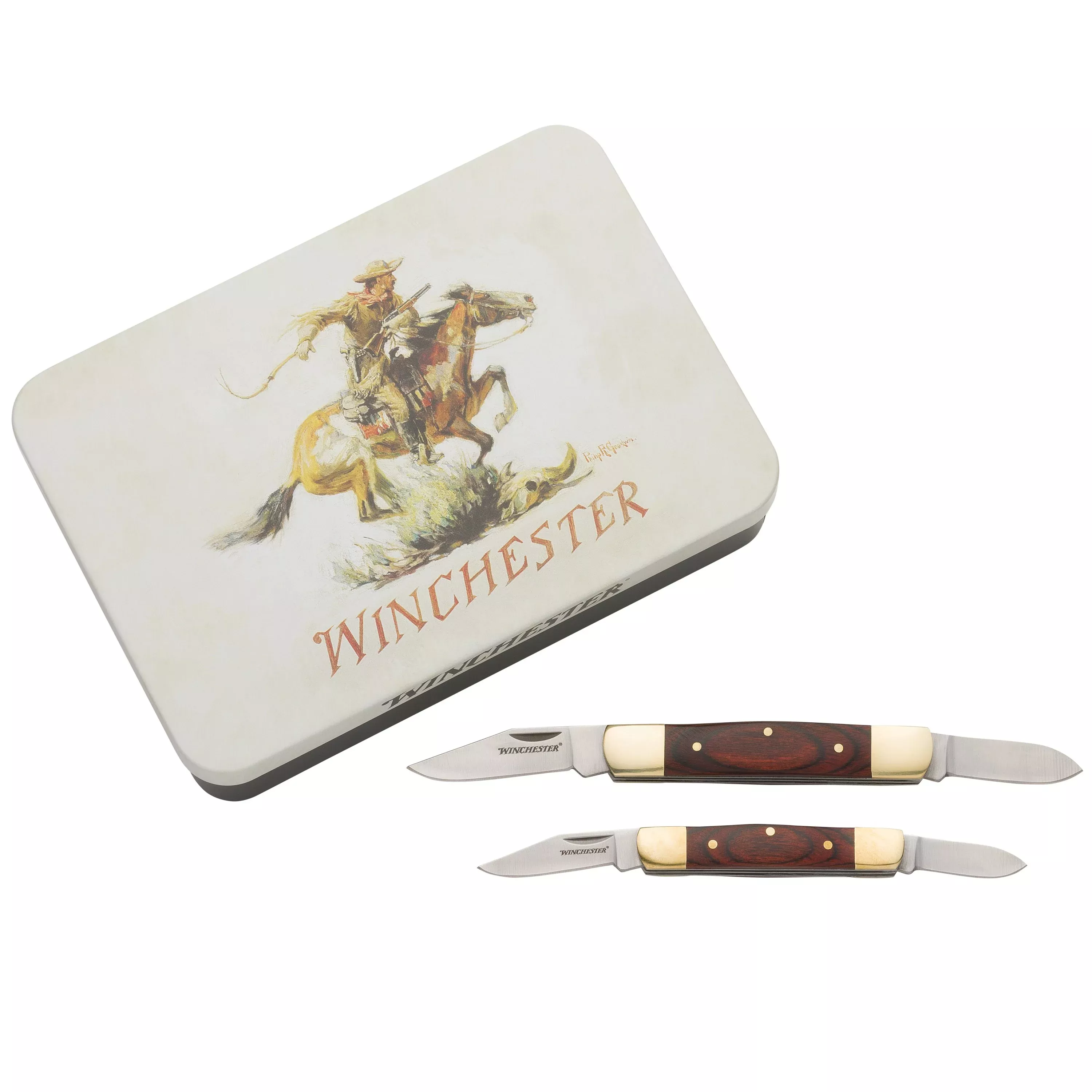 Wood Stockman Combo Knife Tin