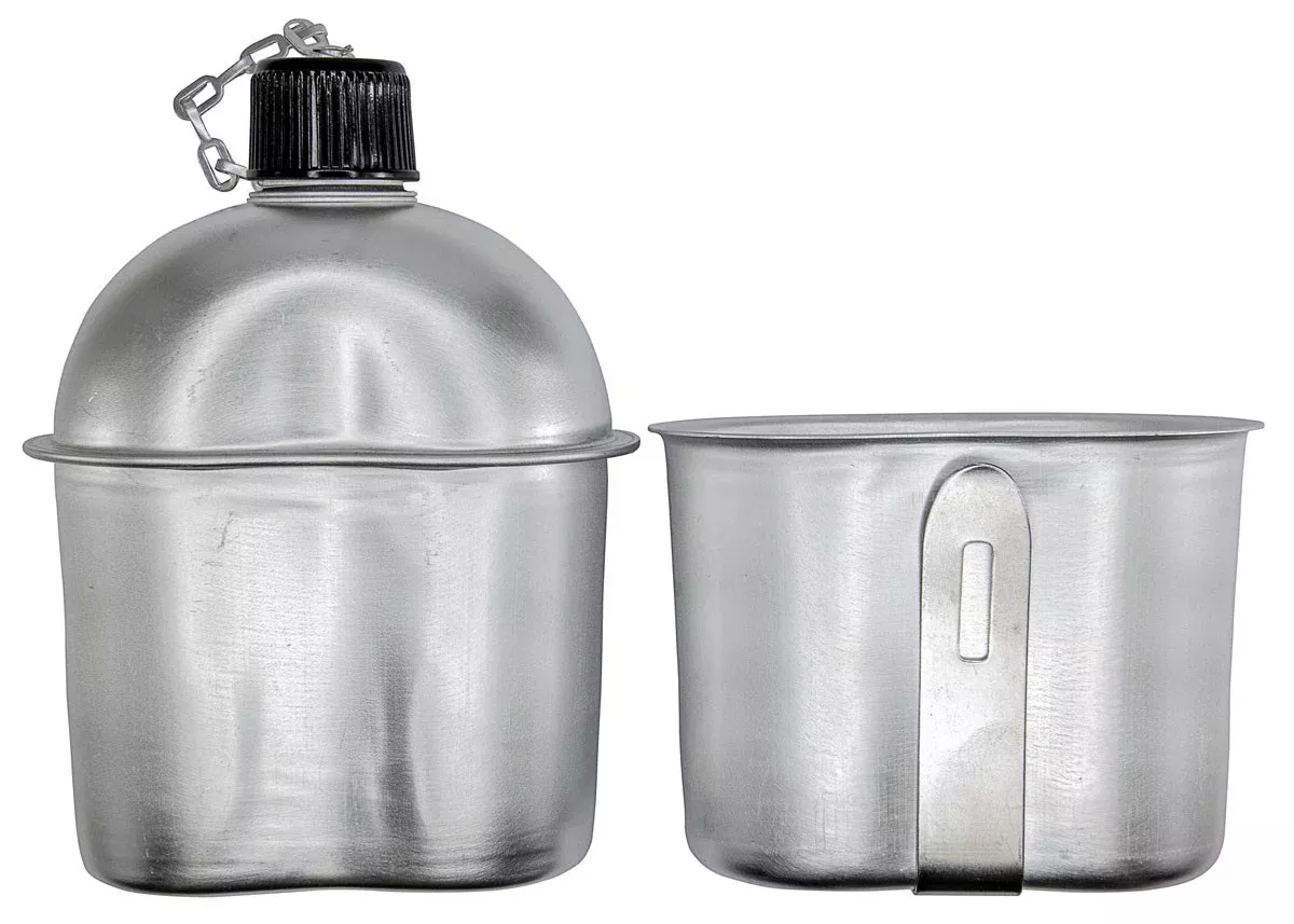 WWII US Repro Aluminum Canteen W/ Cup - New
