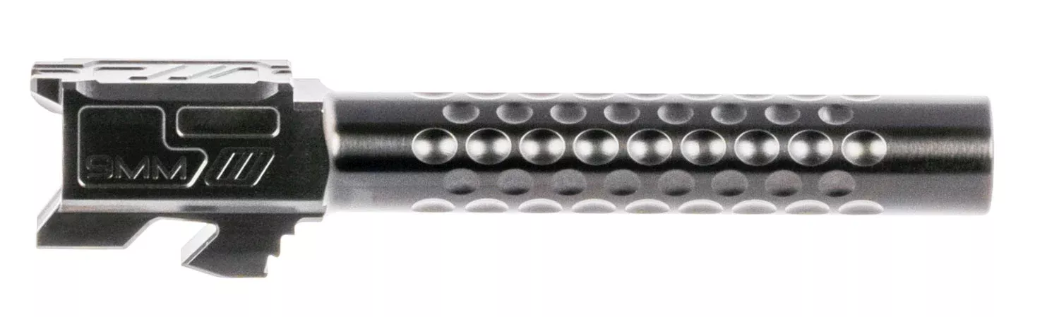 ZEV BBL17OPTDLC Optimized Match Grade9mm Luger, Compatible w/Glock 17 Gen1-4, 4.49" Black DLC 416R Stainless Steel Dimpled Barrel